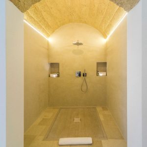 Corte Barocca bathroom at Castello di Ugento Luxury Hotel