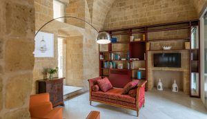 Guest lounge at Puglia luxury hotel, Castello di Ugento
