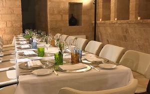 table set for special even in the Castello di Ugento
